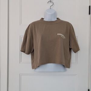 Fear of God Essentials Desert Taupe Cropped Tee Logo Back Patch Size L